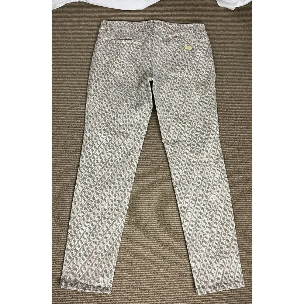 Michael Kors Tan Beige Geometric Print Pants, Size 10 Cotton‎